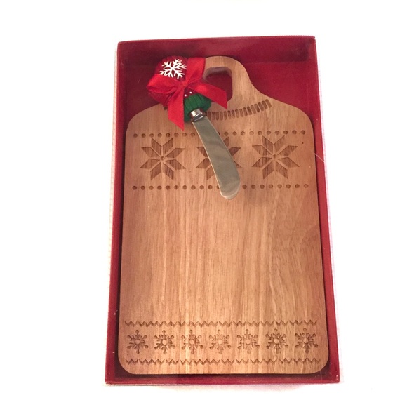 Cheese Cutting Board and Mitten Spreader Small Wooden DEI Nordic Sweater Pattern - Picture 7 of 10